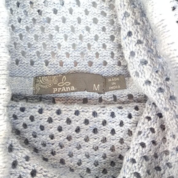 Prana Womens Sweater Size M Organic Cotton Pullover Open Knit Funnel Neck Blue - Picture 4 of 7